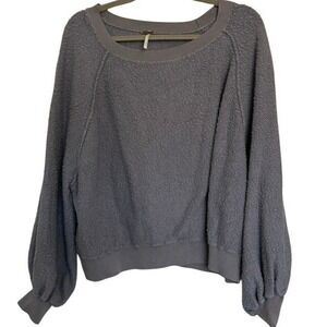 Free People Found My Friend Pullover Sweater Gray Lavender Textured Knit Large